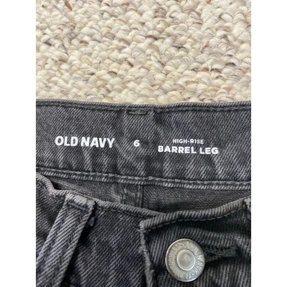 Old Navy High-Rise Barrel Leg Women's Gray/Graphite Size 6 - Picture 7 of 8